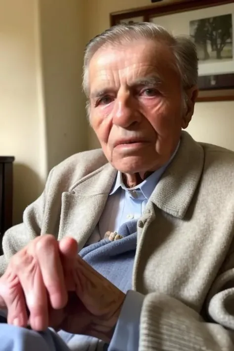 realistic photo of 100 years old man in the Geriatric Home, high detailed, intrincate, 8k, cinematic shot, <lora:menem:1>