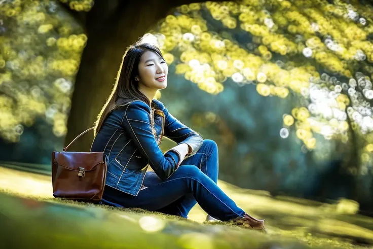 500R,((an woman sitting )),bright background,masterpiece,best quality,super detailed,high resolution,very detailed,8k uhd, (fidelity, fidelity: 1.5) , realistic, (natural light), (bokeh: 1.5), (depth of field:1.2), bokeh background, amazing, fine detail, best, high quality, RAW photo, ulzzang-6500-v1.1,
