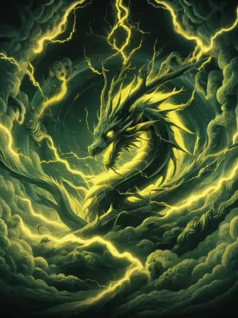 depiction of a green tint yellow glow lightning dragon , deep shadows, cinematic, composition, nighttime, <lora:ral-elctryzt:1> <lora:- SDXL - sqrhmmr _Square-Hammer_Style_V1.0:0.7>
