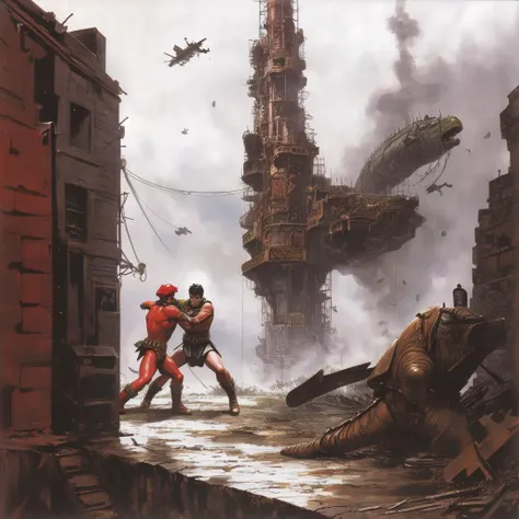 two men fighting<lora:Don_Lawrence_Storm_v1:1> dlstormstyle