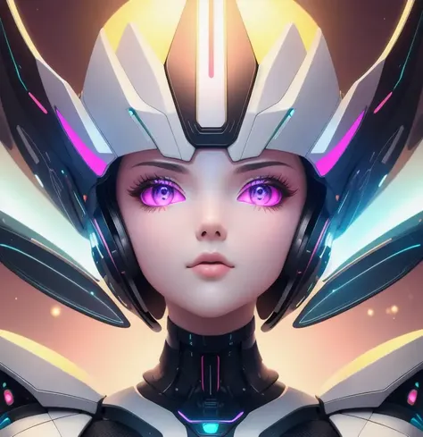 symmetry portrait of cute Metalic artificial intelligence Robot, 8k, cinematic baroq space background nebulas pink light to green fade, closeup, sci - fi, tech wear, glowing lights intricate, Elegant, Highly detailed, Digital painting, Artstation, Concept art, Smooth, Sharp focus, Illustration, closeup, sci - fi, tech wear, glowing lights intricate, Elegant, Highly detailed, Digital painting, Artstation, Concept art, Smooth, Sharp focus, Illustration (futurism:1,3)