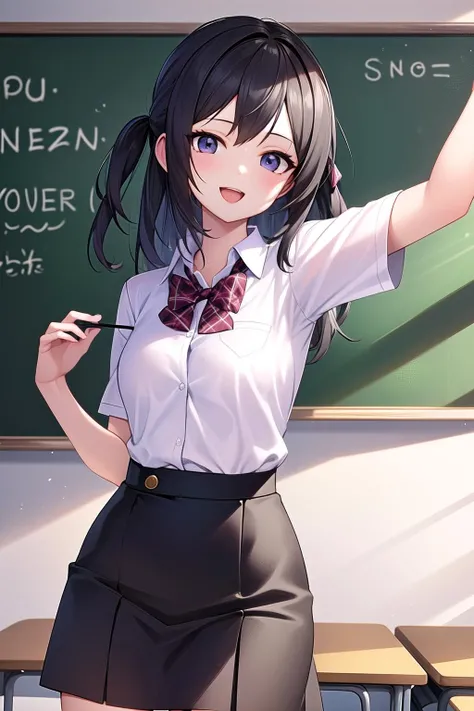 ((masterpiece)), ((best quality)), 1girl, <lora:Scottie:0.8>, school uniform, standing in the classroom, detailed background, happy mood, <lora:GoodHands-vanilla:1.0>