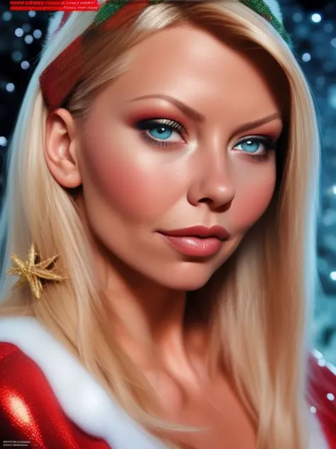 XenoBabes Magazine Cover, Christmas Theme,  
Jenny_McSloot, exremely detailed, olga boyko style digital photography, ultrarealisitc, airbrushed skin, perfect skin, glam makeup,