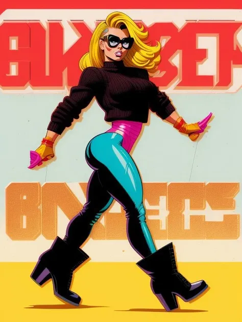 Carmen Electra,  ripped leggings, oversized sweater, and high-heeled ankle boots , A land where nothing makes sense and everything is out of place
( Butcher Billy  cartoon art),