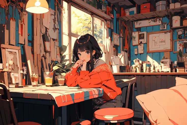(masterpiece:1.5, best quality:1.5), ((VaporWave style, partially coloring)), close-up, from above, cinematic angle, (((vanilla))),
1girl, solo, cute smile, (hold a vanilla ice cream), gemstone decoration, long_hair, in ice cream shop, dolls were in a mess, decadent life,
pole outside the window, sunset outside the window, street outside the window, the sunset outside the window,