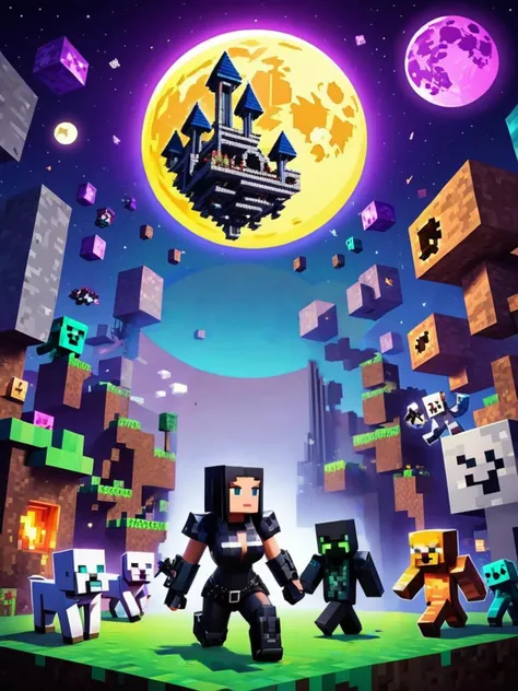 Techwear fashion woman latex and corset with huge big breasts pixalated bodysuit with corset in Minecraft world with a sword <lora:MinecraFFt-XL-TX-FA-32LOKONv0471:1> holding letter logo FF . Futuristic, cyberpunk, urban, tactical, sleek, dark, highly detailed