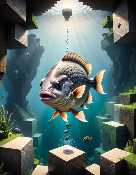Surrealist art <lora:Minecraft FF LoCON 03:1> minecraft, Figurative Art, Pawel Kuczynski, [Moose:Rock bass:5], it is Misshapen and Injured, Emerico Imre Toth, <lora:DalE-3-FFusion-LoCON-Full-64:0.22> . Dreamlike, mysterious, provocative, symbolic, intricate, detailed