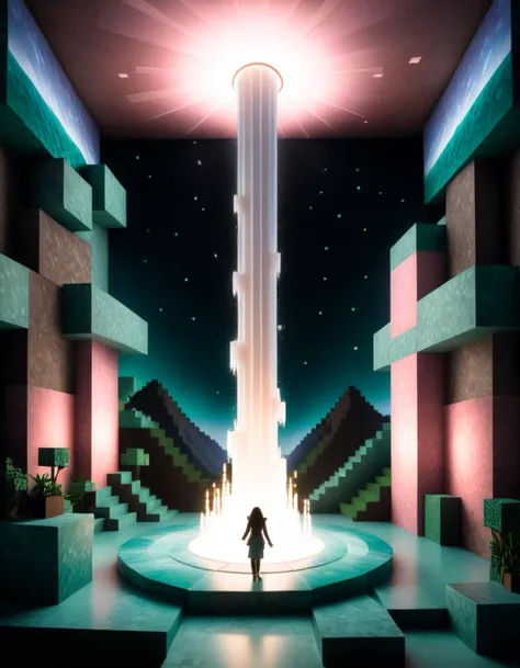 cinematic film still <lora:Minecraft FF LoCON 03:1> minecraft, kirigami art, Toyism Art, Technicolor, White and Mint Green dust particles, Neon Light, Mural, Art & Language, Autochrome, silhouette, Ethereal Lighting, fresco art, Yuccie Art, anaglyph filter, DayGlo pink splash, hard light, Clay model, Futurism, complementary colors, epic fantasy, Bloom light, action painting art, Computer Art, Oversaturated, fairy tale, dramatic lighting, Jewelry, Gutai Group, Lomography, copper sky, Motion blur, Mosaic, Futurepunk, Primary Colors, bloom, cinematic lighting, Grouchy Mystical ("In the embrace of nature's embrace, we find refuge, a sanctuary for weary souls.":1.3) , Heidelberg School, Film Washi, underpainting, rim light, Jacob Lawrence, Chibi Anime, CMYK Colors, Kintsugi, Warm lighting, Darksynth, Hypersaturated, dreamy, specular lighting, professional, Still Life, Vibrant Color, poster art, spotlit, in style of Laocoön, Queencore, CineColor, White and Rose Pink fractal art, flat lighting, Post-Rock, Green hue, Swirling, Starlight, Qajar Art, BW, matte, Nostalgic lighting,"In the symphony of silence, solitude becomes a cherished companion, nurturing self-reflection and introspection.", Warmcore, Cathode tube, overly complex style, Light caustics, monotype, Polychromatic, full of White, Candle light, Seapunk Art, Albumen, halation, waning light, Post-Impressionism, Infrared, Lunar eclipse, studio lighting . shallow depth of field, vignette, highly detailed, high budget, bokeh, cinemascope, moody, epic, gorgeous, film grain, grainy