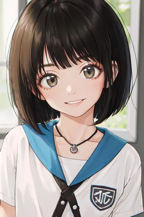 <lora:rustle:1> smile, uniform, bob cut,
(best quality, masterpiece, RAW photo,ultra-detailed:1.2), <lyco:GoodHands-beta2:1.0>,1girl,solo,looking at viewer,