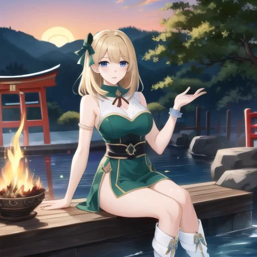 realistic, photo-realistic, award winning masterpiece with incredible details, epic stunning, masterpiece, best quality,
blue eyes,blonde hair,green bow,bangs,knee boots,white dress
1girl, dslayer, a man in a green and brown armor, the only thing they fear is you, rip and tear until it is done, he is doom, the slayer's time is now, posing for a picture, (sexy_scifi, woman in a silver space costume, wearing sexy_scifi, posing for a picture:0.75),thisisfine, staying positive, surrounded by flames, fire, sitting, smoke
sitting in watert, in water, in onsen, japan temple, torii, outdoors, sunset, plants, japan buildings,photographer, foreground, camera, <lyco:Cyber_Armor:0.85> , <lora:thisisfineV3:0.4> <lora:Vert_Green_Heart-01:1>