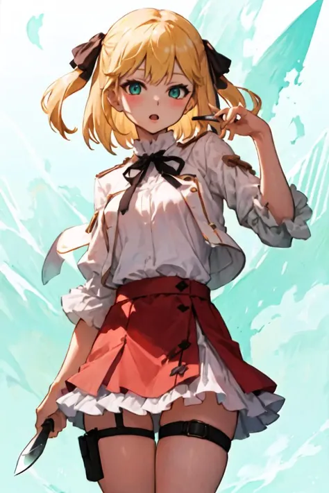 <lora:knife_thigh_strap:1> (knife_thigh_strap:1.2)
<lora:anisphia_wynn_palettia-v2:1> (anisphia_wynn_palettia:1.2), blonde short hair, pink skirt