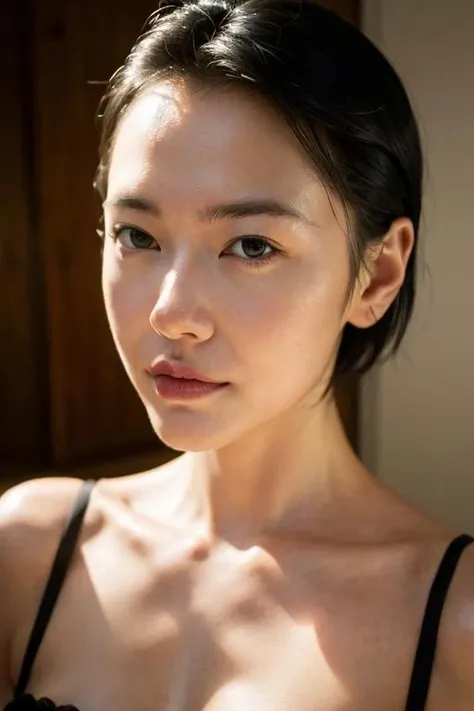 Ultra-high-quality photos、RAW Photography、beautiful detailed face and eyes、(Photorealsitic:1.4)、top-quality、hight resolution、realisitic、16k、Caustics、Core Shadow、Dinamic Light、Beautiful and delicate lips、delicate finger、Detailed pupils、Real human skin、(ighly detailed)、RAW Photography、nsfw、pantyshot、Sitting Woman、25-years old、(bangss:1.2)、Faint lips、cowboy  shot、frombelow、(High contrast hair、  half updo hair:1.36)、water eye、
(main street:1.3)The calm expression and calm breathing create a calm atmosphere of。