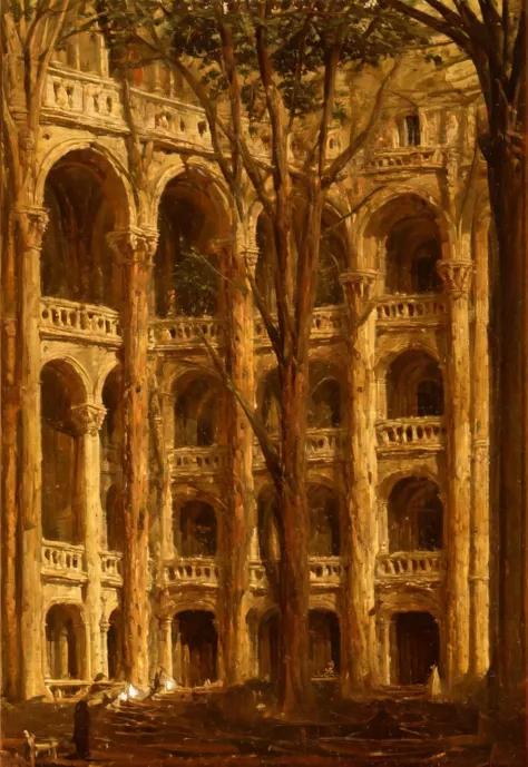 architecture, arch,((tree)),interior, throne, outdoors <lora:Historic_Classic_Interior:0.5>