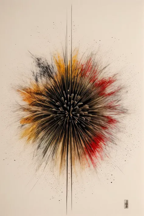 white background, hanabi, red and organe, firework, zen art, <lora:ZenLoRAV1:0.85>