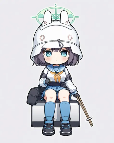 saki \(blue archive\),1girl, puffy_long_sleeves, solo, closed_mouth, helmet, black_footwear, shoes, eating, halo, chibi, food_on_face, black_gloves, holding_chopsticks, knee_pads, sitting, white_shirt, bag, blue_sailor_collar, :i, :t, controller, full_body, white_background, looking_at_viewer, grey_footwear, neckerchief, blush, serafuku, pleated_skirt, short_eyebrows
<lora:saki_(blue_archive)_image1485_2023-11-28-000012:1>halo. gorgeous,key visual, vibrant, studio anime,award-winning, professional, highly detailed,high budget, cinemascope