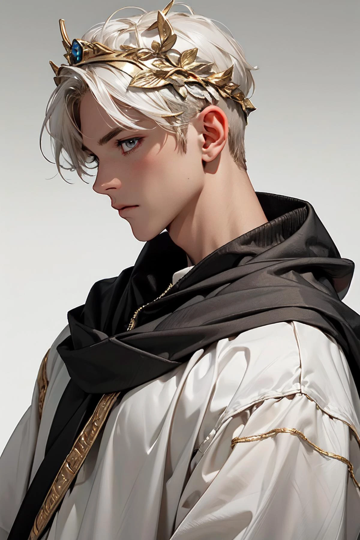 1male,muscular,<lora:Clothmenstoga:0.5>,menstoga,gold headpiece,