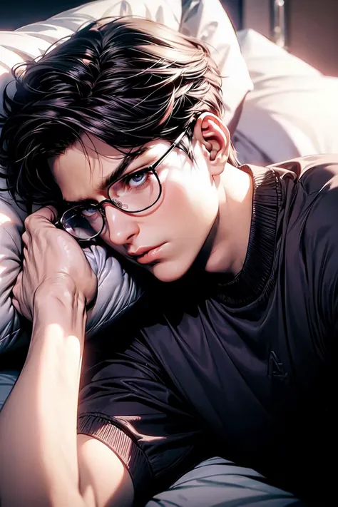 4K, HD, rich picture details, 1boy, jingxuan, bed, white pillow, looking at the audience, Glasses, muscle, upper body, light effect, high contrast, visual impact,
<lora:add_detail:1>, <lora:éç大å¸
å¥_1.0:0.7>,