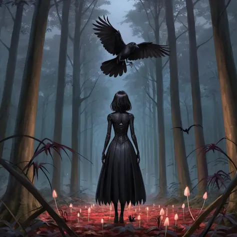 crow, cathedral, duskull, dusk, crows fall all over the ground, dark forest, 1girl, solo, spider lily, 
best quality, high quality, highres, masterpiece, 
<lora:crow SDXL-000001:0.7>
<lora:SDXL Detail Tweaker XL ç»èè°æ´å¨ -3 3:3>
<lora:SDXL Darkness_Cinema:0.6>