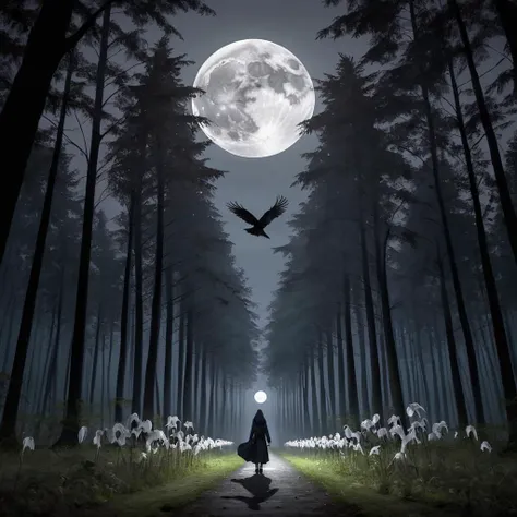 crow, cathedral, duskull, dusk, crows fall all over the ground, dark forest, 1girl, solo, spider lily, big full moon, symmetry, ghost, terrorism, 
best quality, high quality, highres, masterpiece, 
<lora:crow SDXL-000001:0.7>
<lora:SDXL Detail Tweaker XL ç»èè°æ´å¨ -3 3:3>
<lora:SDXL Darkness_Cinema:0.6>