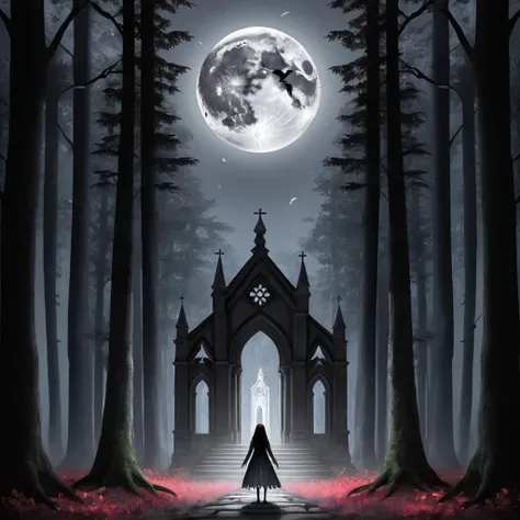 crow, cathedral, duskull, dusk, crows fall all over the ground, dark forest, 1girl, solo, spider lily, big full moon, symmetry, ghost,
best quality, high quality, highres, masterpiece,
<lora:crow SDXL-000001:0.7>
<lora:SDXL Detail Tweaker XL ç»èè°æ´å¨ -3 3:3>
<lora:SDXL Darkness_Cinema:0.6>