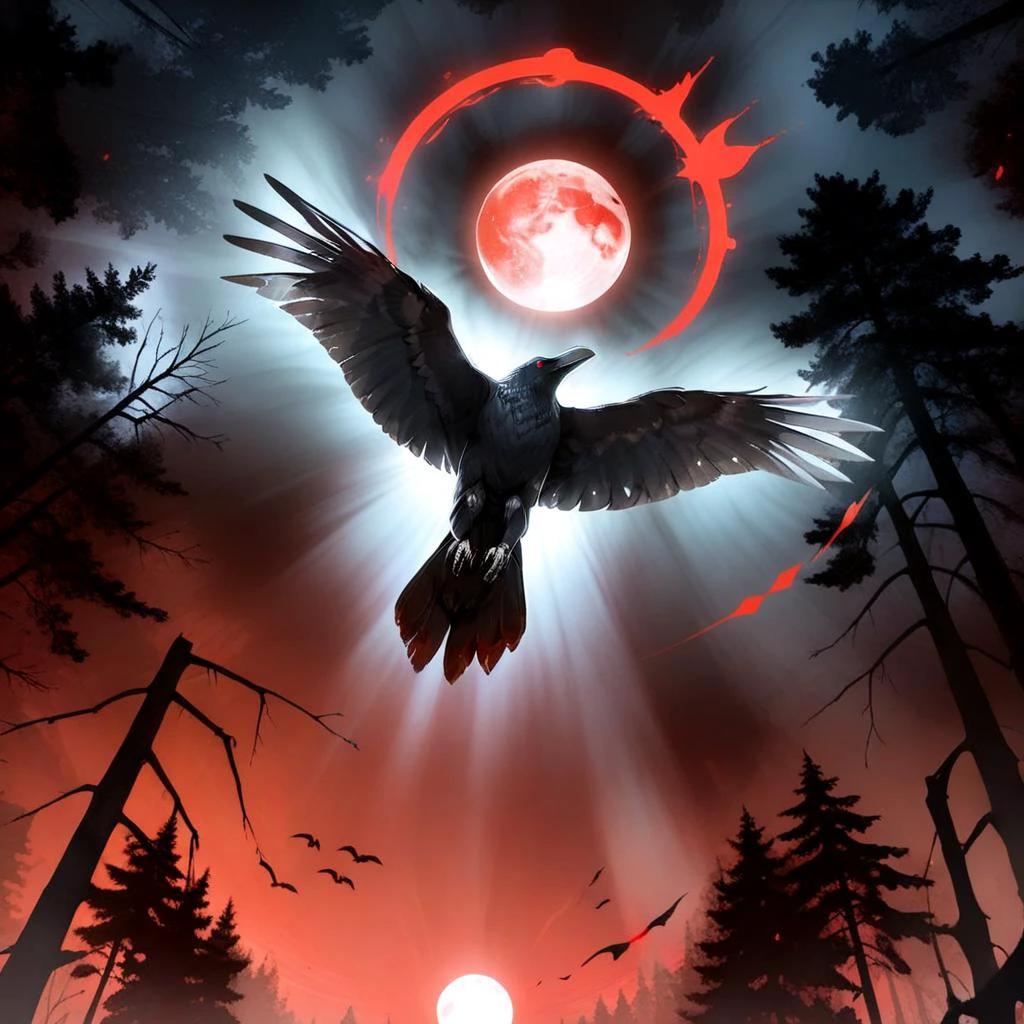 <lora:0 crow 200M SDXL-000005:0.8>
crow,best quality, masterpiece, master of epic, high quality, highres,1girl, halo, fight stance, forest, flying, night, blood moon,
<lora:SDXL Detail Tweaker XL ç»èè°æ´å¨ -3 3:1>
<lora:SDXL fromBelow 触å from below:1>from below,