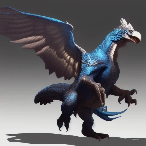 {feralplmr}} a hyper realistic illustration of a huge monster eagle hybrid, feathers glow in the dark, fractal moonlight, little dragon with glowing scales, award - winning, masterpiece, {{scales, claws, anthro}}, {{high quality}}, epic , photorealism, furred dragon