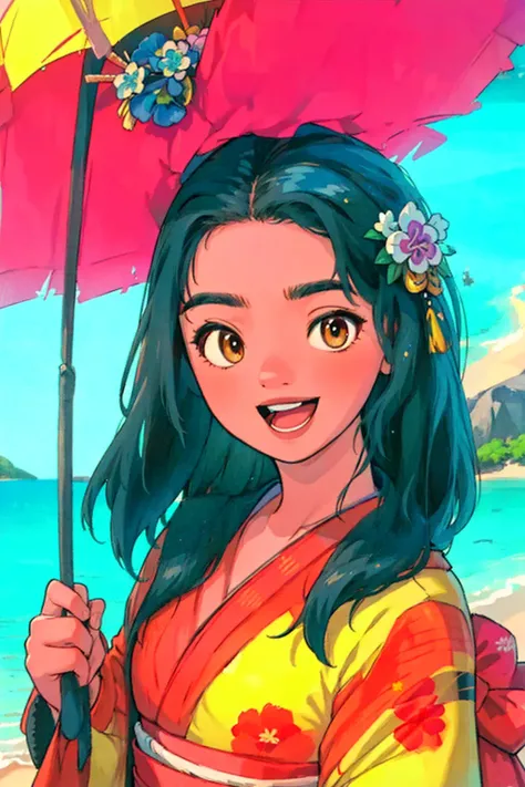 (masterpiece:1.4), (best quality:1.4), (high resolution:1.4), dark skin,
1girl, solo, portrait, vaiana, (kimono:1.3), :D
<lora:Vaiana_v1:1>