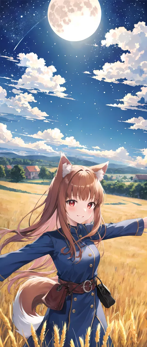 (masterpiece:1.2, best quality:1.2), (vibrant colors:1,4 , hdr:1.5,) [intricate details:0.4], (cinematic lighting), (high contrast),  full moon, night, stars, galaxy, borealis, clouds, with hyperreallistic detailed 3d volumetric clouds, night, superdetailed render, realistic, fantasy sky, night sky, falling star