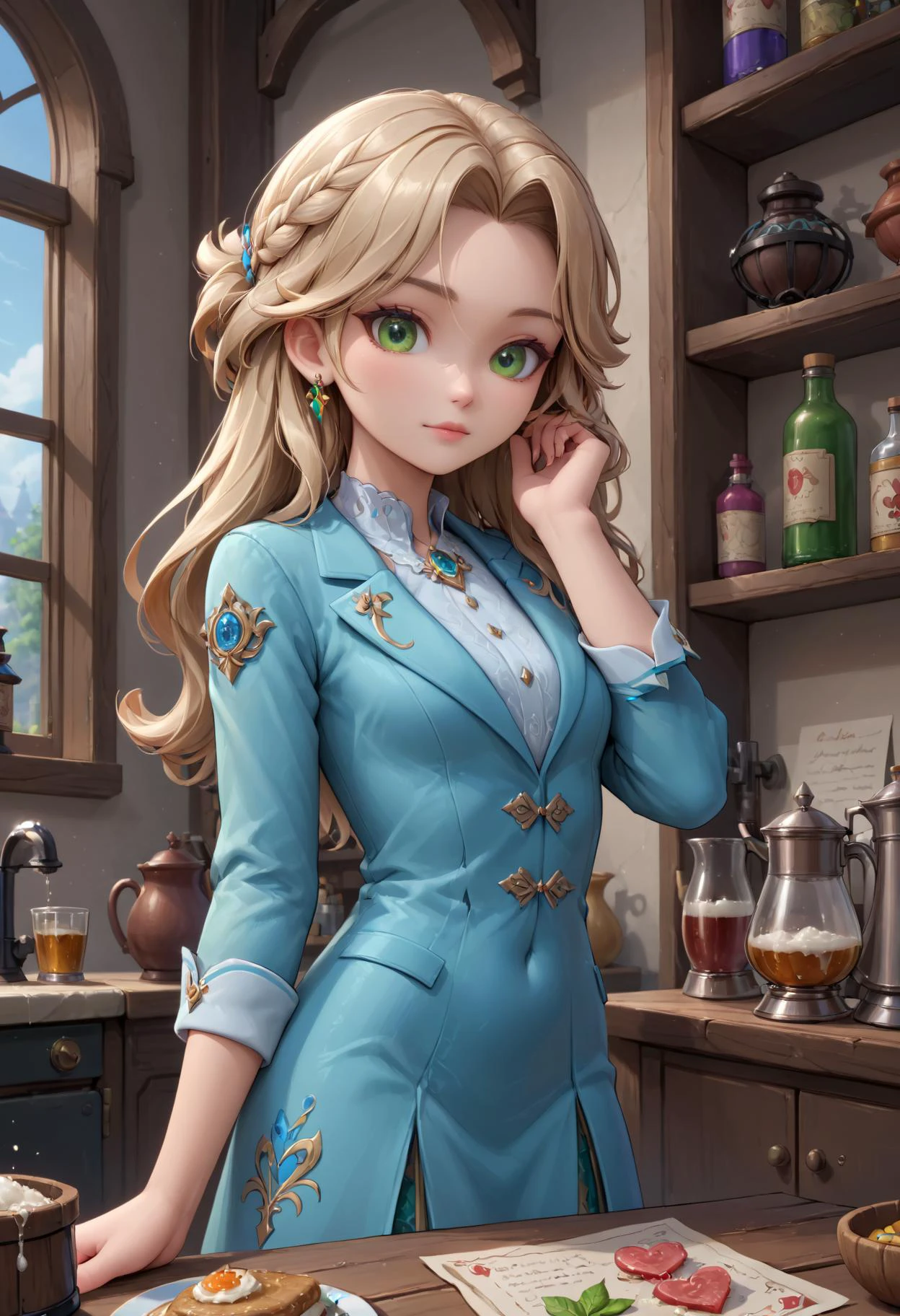 (score_9, score_8_up:1.1), score_7_ up, highly detailed, , zPDXL, ((1 girl,)) slender, petite , Elven girl, slender figure, long golden hair, delicate features, graceful movements, youthful, green eyes ,((she wear Dragonclaw alchemist's laboratory coat, brewing potions, experimenting, innovative creativity, tireless dedication.)), dynamic pose, detialed background
, masterpeice, detailed, intricated details, 8k, ultraclear <lora:detailed_notrigger:1>, wide angle, detailed scene, detailed faces, perfect quality, tranding on artstation, incredible details , Painstaking Attention To Details , <lora:OMG-Is-DucHaiten_v1.0:1> ziprealism