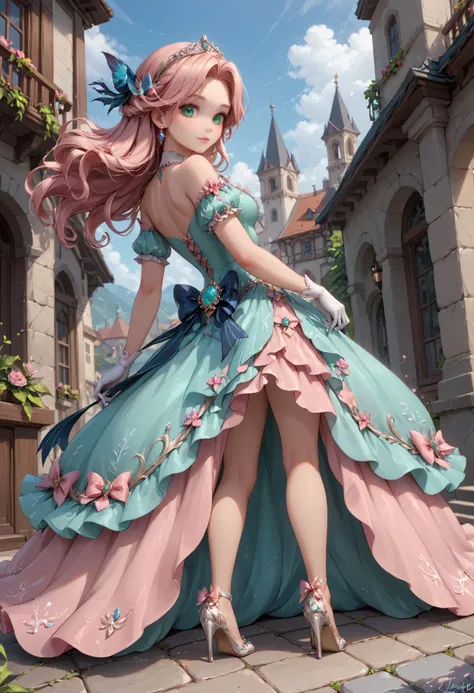 (score_9, score_8_up:1.1), score_7_ up, highly detailed, , zPDXL, ((1 girl,)) slender, petite , Siren woman, bird-like features, lean body, captivating voice, sensual movements, mature, entrancing green eyes ,((she wear Light pink satin ball gown with silver embroidery, matching hairpiece with rhinestone encrustment, white gloves, silver high heels with crystal detailing)), dynamic pose, detialed background
, masterpeice, detailed, intricated details, 8k, ultraclear <lora:detailed_notrigger:1>, wide angle, detailed scene, detailed faces, perfect quality, tranding on artstation, incredible details , Painstaking Attention To Details , <lora:OMG-Is-DucHaiten_v1.0:1> ziprealism