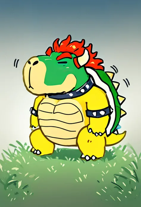 masterpiece,best quality,highly detailed,score_9,score_8_up,score_7_up,score_6_up,source furry,
BREAK
<lora:pokebaraPony1.0:1.1>,pokebara,full body,no humans,animal focus,motion lines,gradient background,solid oval eyes, 
bowser,on grass,
