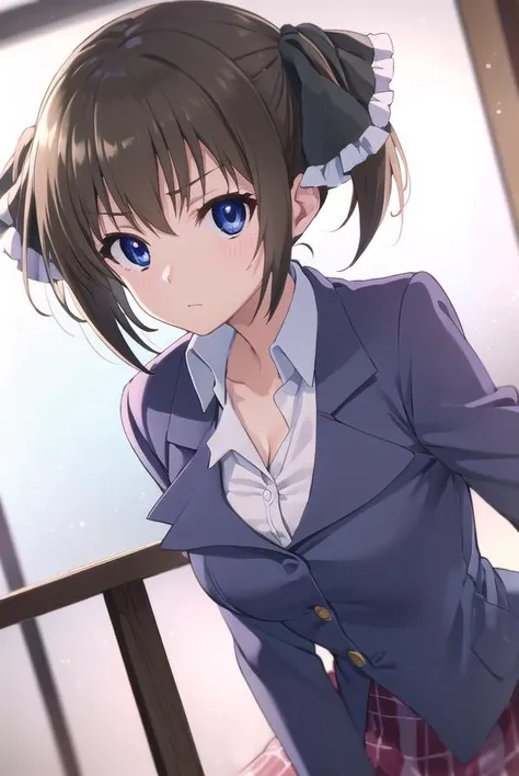 minatsushiina, <lora:minatsu shiina s2-lora-nochekaiser:1>,
minatsu shiina, blue eyes, brown hair, ribbon, twintails, hair ribbon,
BREAK skirt, school uniform, plaid, plaid skirt, shirt, white shirt, collared shirt, jacket, long sleeves, black jacket,
BREAK indoors, classroom,
BREAK looking at viewer, (cowboy shot:1.5),
BREAK <lyco:GoodHands-beta2:1>, (masterpiece:1.2), best quality, high resolution, unity 8k wallpaper, (illustration:0.8), (beautiful detailed eyes:1.6), extremely detailed face, perfect lighting, extremely detailed CG, (perfect hands, perfect anatomy),