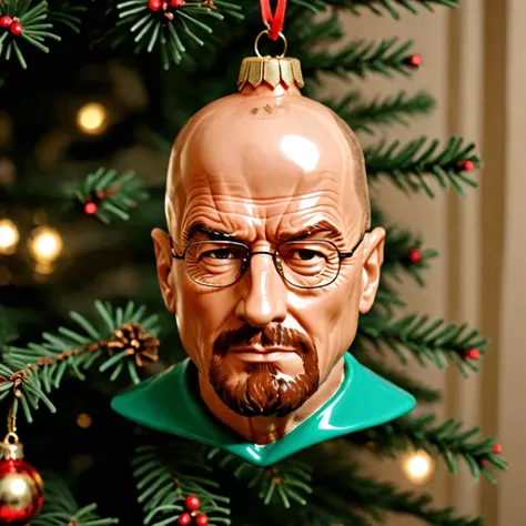 (breaking bad walter white), bald, beard,christmas_ornament,<lora:Christmas_Ornament_Face_Style_SDXL:1>, highly detailed, uhd, 8k, photo realistic,