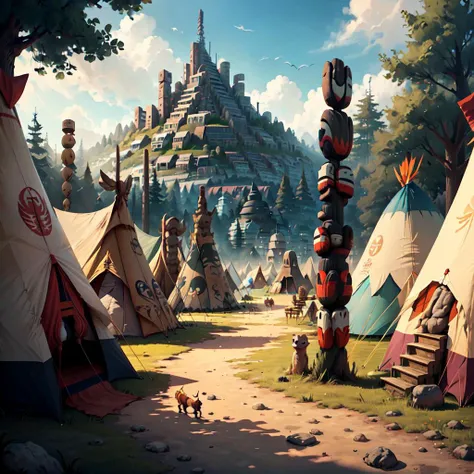 trending  <lora:totempunkai_v20:.6> totempunkai totem city, tents