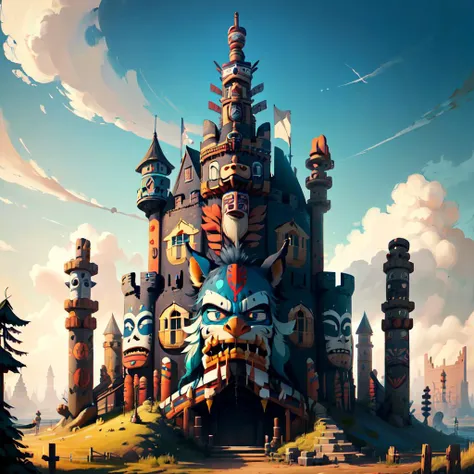 <lora:totempunkai_v20:.6> totempunkai totem castle