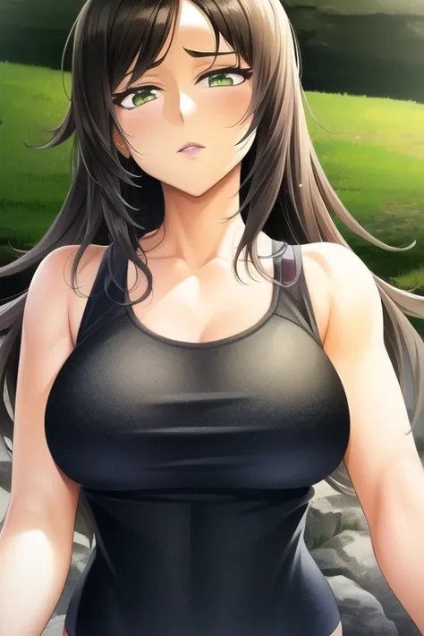 A ((close-up portrait)) of a (cute (young)) NewLaraCroftV2, (wearing a ((beautiful yoga outfit))), green shirt, sleeveless shirt, medium breasts, (confident expression:1.2), (smug:0.8), detailed background, overgrown ruins backdrop, outdoors, cinematic lighting, action pose, dynamic pose, epic, (extremely detailed CG unity 8k wallpaper), upper body photo of the most beautiful artwork in the world, professional majestic oil painting


 <lora:satouShoujiAkaInazuma_1:0.8> satou shouji