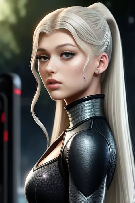 lorengray-6000, outside in the rain, soaking wet, (detailed facial features:1.15), very long flowing hair, Unreal Engine 5, 8K, HQ, HDR, amazing detail, intricate details, shallow depth of field, reflections, art by artgerm and greg rutkowski