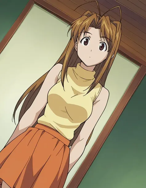 score_9, score_8_up, score_7_up, source_anime,
narunarusegawa, <lora:naru-narusegawa-ponyxl-lora-nochekaiser:1>,
naru narusegawa, long hair, brown hair, antenna hair, brown eyes,
skirt, sleeveless, miniskirt, turtleneck, sleeveless turtleneck,
indoors,
looking at viewer, dutch angle, cowboy shot,