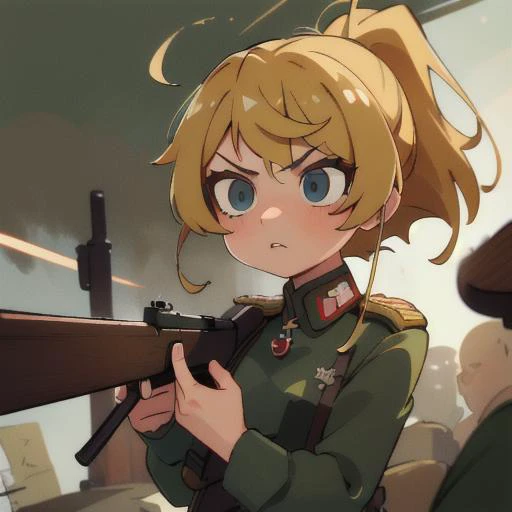 1girl,
masterpiece, detailed, high quality, absurdres, tanya, solo, small breasts, curvy, military, military uniform,
rifle, aiming, focused, intense gaze, weapon, determined expression, target, danger, confrontation, firearm, military, sharpshooter, ready to shoot
<lora:tanya2:1>