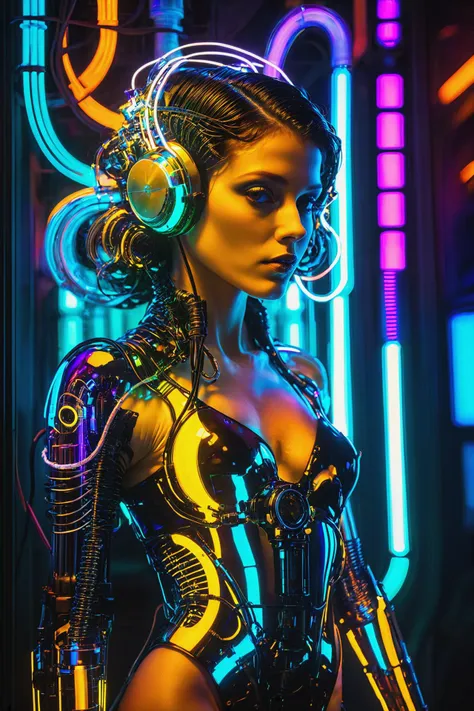 cyberpunk girl, cyberpunk cityscape, by alphonse mucha, by H.R. Giger, cables, tubes, lights, displays, screens, 80's inspired,retro futurism, neon colors<lora:shineglasscd_xl-000005:0.8> shineglasscd_xl, <lora:EnvyBetterHiresFixXL01:1>, masterpiece, best quality, ultra high res, (photorealistic, realistic:1.2), deep shadow, raw photo, film grain, Fujifilm XT3, 8k uhd, dslr