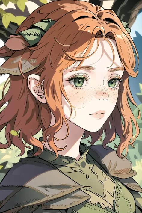 <lora:doricv2:1.5>,doric,armor,freckles,(extremely detailed), portrait, green eyes