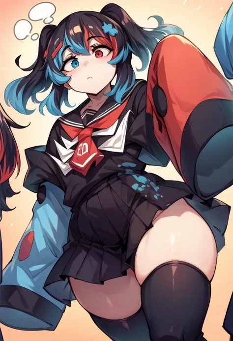 score_9, score_8_up, score_7_up, score_6_up, score_5_up, score_4_up, source_anime, BREAK mature female, threesome <lora:SwitchchanXLPD:.95> Switchchan, heterochromia, sailor collar, sleeves past wrists, sleeves past fingers, school uniform, shirt, serafuku, black thighhighs rating_explicit, confused ,