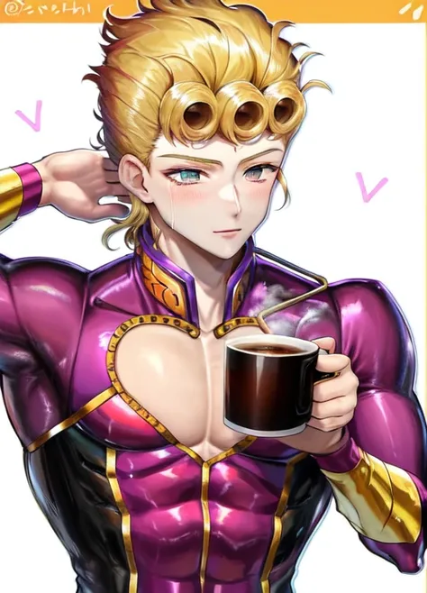 photo of grno, 1boy, muscular, holding a coffee mug