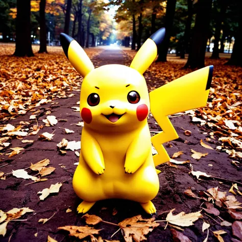 Painting, Realistic Pikachu, background, Fall, Lomography