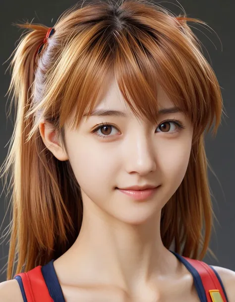 1girl, souryuu asuka langley, neon genesis evangelion, friendly, smile, Japanese, head shot,
8k, RAW, best quality, ultrarealistic, photorealistic, natural skin, detailed skin, (skindentation:0.3)