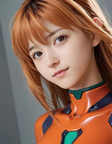 1girl, souryuu asuka langley, neon genesis evangelion, friendly, smile, Japanese, close up, 
8k, RAW, best quality, ultrarealistic, photorealistic, natural skin, detailed skin, (skindentation:0.3)