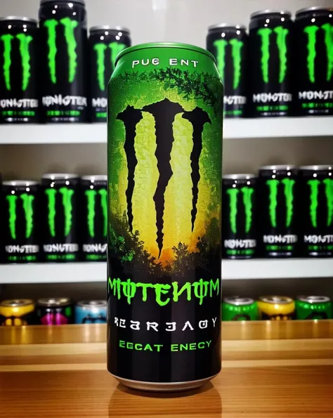 manen, no humans, can, still life, blurry, realistic, scenery, energy drink,( monster energy:1.2), deposit, pilligrimmus <lora:monen:0.8>