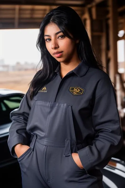 DEN_lbady97_OF,
(working in a garage on a mustang car engine covered in oil and dirt wearing a dirty jumpsuit, mechanic, working on a car, engine:1.2),
bokeh, f1.4, 40mm, photorealistic, raw, 8k, textured skin, skin pores, intricate details  <lora:epi_noiseoffset2:1>, epiCRealism <lora:ClothingAdjuster3:-1>
