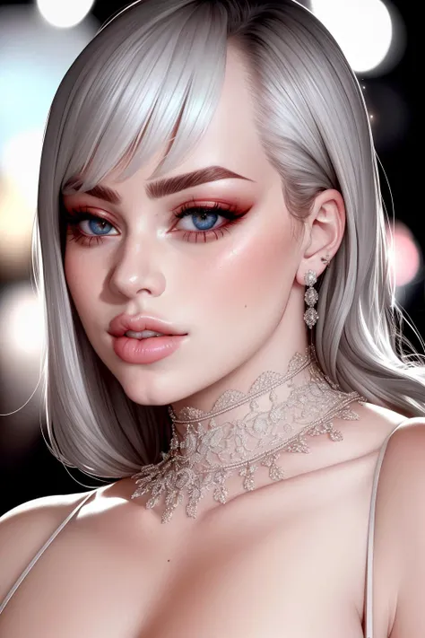 b1ll1331ll1sh, (sharp focus:1.2), portrait, ((posing)), (beautiful face:1.1), detailed eyes, luscious lips, ((skindentation)), (bright studio lighting:1.2), depth of field, bokeh, 4K, HD