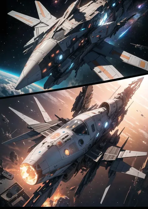 ((masterpiece)),(best quality:1.2),((ultra-detailed)),((illustration)),(depth) of (field),extremely detailed CG,(8k_wallpaper),(space:1.3),destroy,(spaceship:1.4),(war:1.5),(machinery),metal,(fire),(wreckage of spaceship:1.3),(buring),blast,insightful,deep meaning,space war,((laser)),meteor,(cannon),lost technology,fire weapon,dark theme,high quality spaceship,huge_filesize,spaceship fight,high quality blast,spacestation,, masterpiece,best quality,highly detailed,Amazing,finely detail,extremely detailed CG unity 8k wallpaper,score:>=60,, Cinematic Lighting,rim light,available light,light leaks,depth_of_field,blurry,